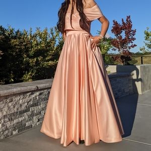 Adjustable Rose Gold Formal Dress with Pockets